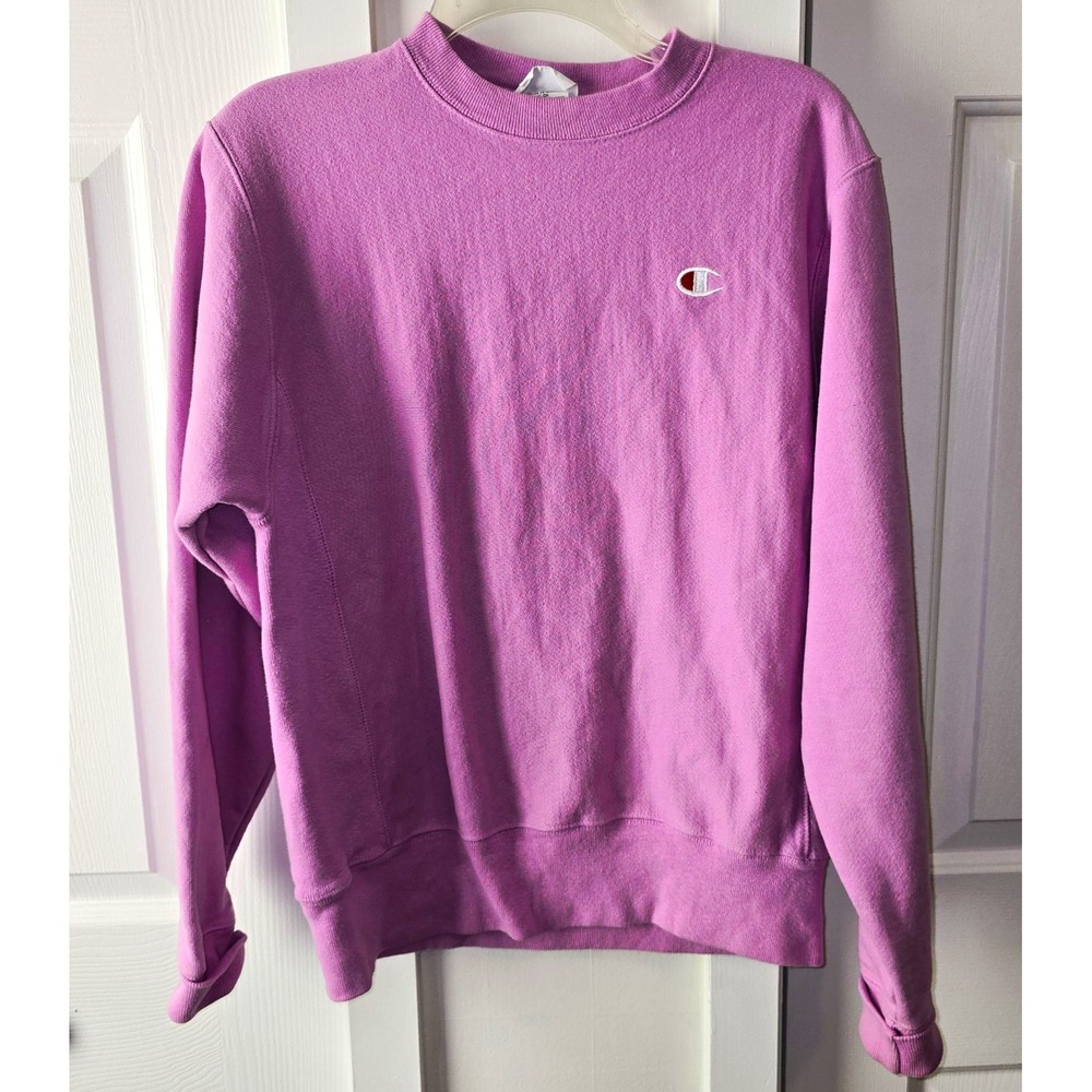 Champion Reverse Weave Men's S Purple Crewneck Fleece Sweatshirt Embroidered